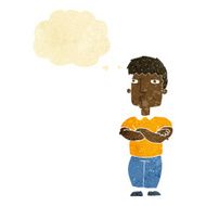 cartoon man with crossed arms thought bubble N6