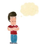 cartoon annoyed man with folded arms thought bubble N3