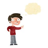 cartoon man pointing with thought bubble N31