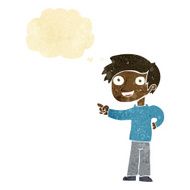 cartoon man pointing with thought bubble N32