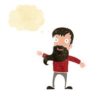 cartoon man with beard waving thought bubble
