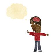cartoon man with brain thought bubble