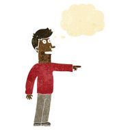cartoon man pointing with thought bubble N34