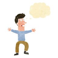 cartoon startled man with thought bubble N4