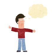 cartoon happy man with thought bubble N81
