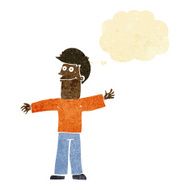 cartoon happy man with thought bubble N82