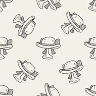 woman hat doodle seamless pattern background