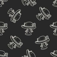 woman hat doodle seamless pattern background N2