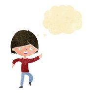 cartoon man pointing with thought bubble N35