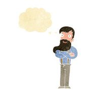 cartoon bearded hipster man with thought bubble N2
