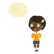 cartoon surprised woman with thought bubble N40