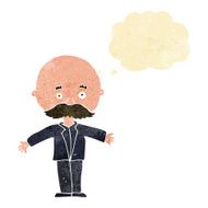 cartoon bald man with open arms thought bubble N2