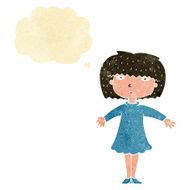 cartoon surprised woman with thought bubble N41