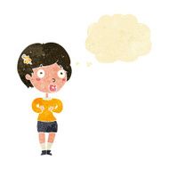 cartoon surprised woman with thought bubble N42
