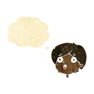 cartoon amazed expression with thought bubble