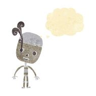 cartoon sad robot with thought bubble