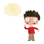 cartoon happy boy with thought bubble N29