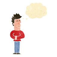 cartoon nervous man with thought bubble N25