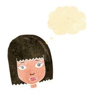 cartoon female face with thought bubble N29