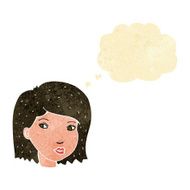 cartoon female face with thought bubble N30