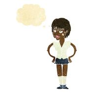 cartoon tough woman with hands on hips thought bubble N2