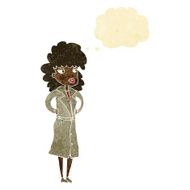 cartoon woman in trench coat with thought bubble N3