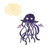 cartoon octopus with thought bubble N6