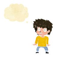 cartoon frightened boy with thought bubble N4