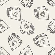 Environmental protection concept Recycled shopping bag doodle seamless pattern background