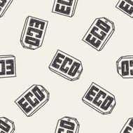 Environmental protection concept ECO tag doodle seamless pattern background