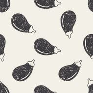 Eggplant doodle seamless pattern background