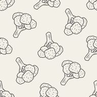 Cauliflower doodle seamless pattern background