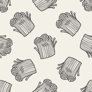 Mushroom doodle seamless pattern background