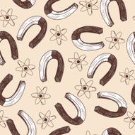 Magnets and atom seamless doodle pattern