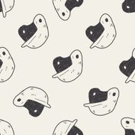 baseball helmet doodle seamless pattern background