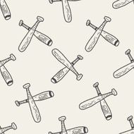 baseball bat doodle seamless pattern background