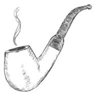 Vector Single Sketch Tobacco Pipe - Bent Brandy