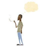 cartoon annoyed smoker with thought bubble