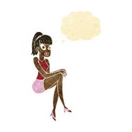 cartoon pretty woman with thought bubble N47