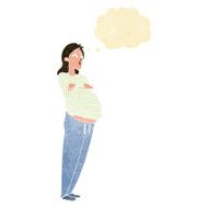 cartoon pregnant woman with thought bubble N3