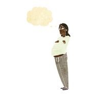 cartoon pregnant woman with thought bubble N4