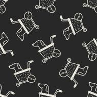 doodle dog stroller seamless pattern background