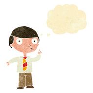 cartoon school boy with thought bubble N2