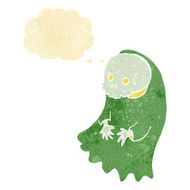 cartoon spooky ghoul with thought bubble