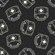 First aid kit doodle seamless pattern background