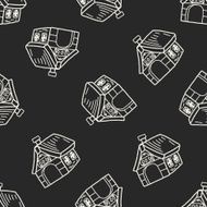 doodle dog house seamless pattern background