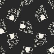 doodle dog house seamless pattern background N3
