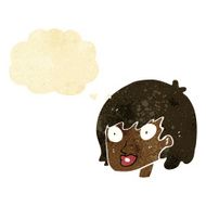 cartoon happy female face with thought bubble N33