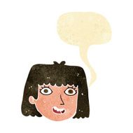 cartoon happy female face with thought bubble N37