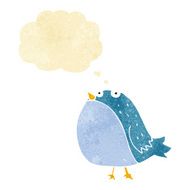 cartoon fat bird with thought bubble N3